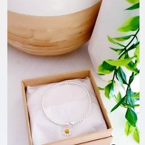 Sunflower stacking bracelet - sterling silver sunflower bracelet - sunflower charm bracelet - sunflower bracelet