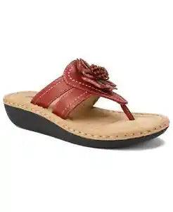 Cliffs by White Mountain sz 7 Carnation Comfort Thong Sandals Red Leather Casual