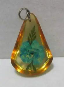 St. Patrick??s Day Green CARNATION in Yellow Translucent Lucite 1-5/8??? Pendant