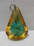 St. Patrick??s Day Green CARNATION in Yellow Translucent Lucite 1-5/8??? Pendant