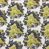 Fabric cotton white with yellow roses yellow rose bouquet floral fabric Scandinavian design upholstery fabric yellow cotton fabric