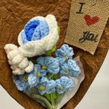 Crochet Flowers Bouquet Handmade,Crochet pinkish-blue rose,Birthday Gift,Finished rose,Mom Gifts,Girlfriend Gifts,Valentine's Day gift
