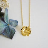 golden brass sunflower pendant boho chic