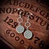 Silver Divine Seed of Life Earrings - Goth - Nature - Pagan - Witchy - Warrior- Alternative - Mystical Twists - Hypoallergenic