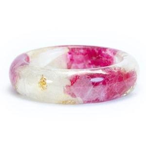 Romantic Jewelry with Pink Orchid and 24K Gold. Real Plant Resin Ring. Floral resin jewelry, romantic jewelry, real plant jewelry.