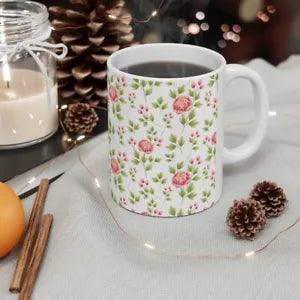 Cute Peony Flower Ceramic Mug 11oz November Flower Best Friend Gift Peony Flower