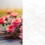 Pink roses | flower bouquet | paint by number | PBN | color by number | paint by number Kit | acrylic kit painting | home decor | fine art