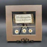 Dried Flowers Framed Between Glass With Phrase Where There Is Great Love 11x11x2