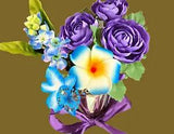 6 Assorted Blue/purple Flower pens Delphinium, Plumeria, Cymbedium, ranunculus