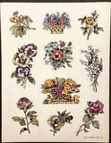 Vintage Hallmark Flower Basket Bouquets Lily Of The Valley Rose Sticker Sheet