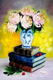 Peony Painting Original Art Flower Still Life Canvas Art Flowers Peony in Vase