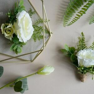 White Boutonniere,Button Hole,Woodland boutonniere,Rustic boutonniere,Boho Boutonniere,White Wedding,Groom Boutonniere,Silk Boutonniere