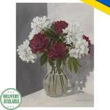 Peonies ORIGINAL ACRYLIC FLORAL PAINTING ON HARDBOARD