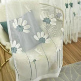 Pair Panels White Sheer White Light Blue Sunflower Embroidered Voile Tulle Curtain Panels Pair Curtains Bedroom Livingroom Children's Room