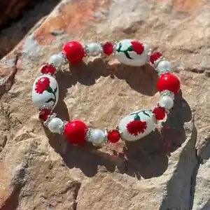 Mothers Day Gifts Flower Bracelet Carnation Flower Bracelet Red Flower Love Mom