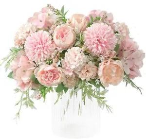 Artificial Flowers Fake Peony Silk Hydrangea Bouquet Decor Plastic Carnations