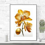 Fine Art Print of a Beautiful Golden Orchid on White Background - Elegant Home Decor and Wall Art for Nature Lovers