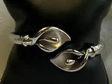 Tivvon for QVC Calla Lily Twist Bangle 9" Fashion Jewelry Stainless Steel Floral