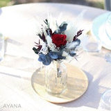 Centerpiece NEW-YORK made of dried and preserved flower, eco-responsible decoration with red eternal rose for wedding, baptism, birthday