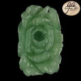 BI16130# Hand Carved Peony Flower Green Aventurine Pendant Bead Gemstone