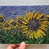 Textured Sunflowers PRINT | Beautiful Wall Art Decor | 3D Colorful Vibrant Modern Artwork For Nature Lovers | Stationary, Postcards, Cards