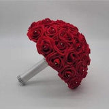 Red And White Bridal Bouquet made with Real Touch Roses, Bridesmaid Bouquet, Toss Bouquet, Matching Corsage And Boutonnieres, Custom Colors