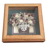 Vtg Dried Floral Flowers In Basket Shadow Box Art Framed  Handmade Signed  7"