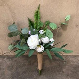 Wedding Bouquet, Bridesmaid Artificial Flowers Greenery Bouquet, White Rose Blush Silk Peony Bouquet Boho Wedding Bouquets ZZ-1B