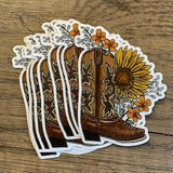 Western Boot - High Quality Die Cut Matte Sticker | Tombow Marker, Pencil Crayon Illustration - perfect for any surface, Laptop, Waterbottle