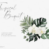 Orchid Clipart, Tropical Flower, Monstera Clipart, Tropical Leaves, Tropical Clipart, Watercolor Flower, Botanical Clipart, Wedding Clipart