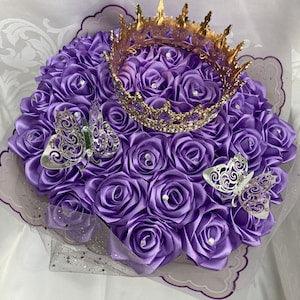 Light Up Bouquet, Purple Lavender Eternal Rose Bouquet, Ever Lasting Roses, 35 Rose Bouquet, Ramo Buchon, Romantic Bouquet, Princess Bouquet