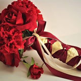 Red Brides Bouquet / Red Wedding Bouquet / Bridesmaid Bouquets / Red Roses Bouquet / Dark Red Bouquet / Burgundy Bouquet / Gold Red Bouquet