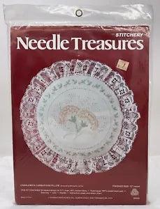 Needle Treasures Candlewick Carnations Pillow Kit 12" Round Lace-New & Sealed