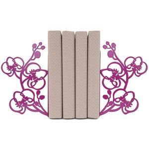 Bookends Orchid / Floral Bookend Unique / Heavy Book Ends / Stopper Book Holder Stand / Library Bookshelf Plant D???cor Desk / Book Lover Gift