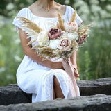 Dusty Pink Peony & Pampas Bouquet l Boho Bridal Bouquet l Wedding Bouquet