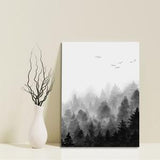 Sumi-e Fine Art Print | beautiful sumi-e inspired Japanese painting: Forest Landscape - signed Fine Art Print on traditional rice paper