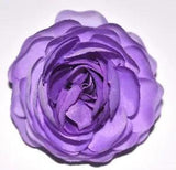 3" Purple Violet Ranunculus Silk Flower Hair Clip Wedding Bridesmaid Prom Party