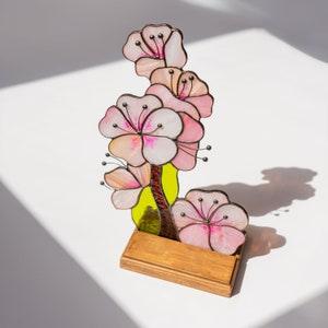 Japanese sakura stained glass panel Christmas gifts Custom stained glass flower panel Cherry blossom art Stained glass sakura art
