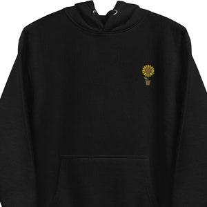 Sunflower Embroidered Hoodie, Premium Pullover Hooded Sweatshirt, Long Sleeve Hoodie Gift - Multiple Colors