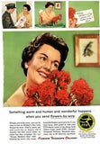1960 Print Ad Florists Telegraph Delivery FTD Flowers by Wire Red Carnations