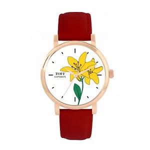 Toff London TLWS-46546 Ladies Yellow Lily Flower Watch
