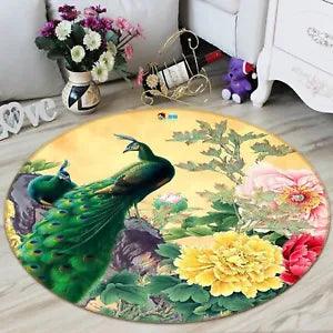 3D Peacock Peony Flower NBC3144 Game Rug Mat Elegant Photo Carpet Mat Fay 2023