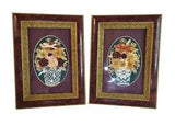 MCM Pair Vintage Framed Dried Pressed Flowers Wall Art Set of 2