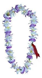 Hawaiian Lei Party Luau Floral Leilani Carnation Silk Dance Flower Purple White