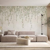 Hanging Leaves And Branches Wallpaper Mural | Green Leaf Wall Mural