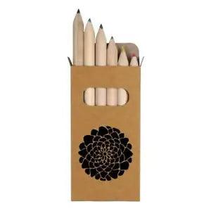 6 x 'Peony Flower' Short 85mm Pencils / Coloured Pencil Set (PE00006189)