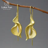 18K Gold Long Hanging New Calla Lily Flower Dangle Earrings for Women Real 925 S