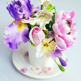 Home Decoration - Bouquet of Irises, Peony and Rose - Handmade Flower Floral Decor Ornament - Cold porcelain