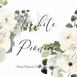 Wedding White Vintage Peonies White Rose clip-art Arrangements White Peonies Dusty Miller Leaves Greenery Arrangements. WC290