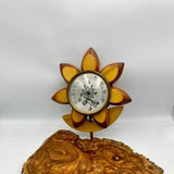 Vintage wooden thermometer, 1990s, flower power, boho design, MCM inspired, hand crafted, crazy daisy, lotus flower, sunflower, celcius temp